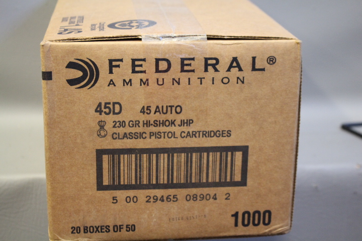 FEDERAL 45D 45 AUTO 230 GR HI-SHOK JHP 1000 RD CASE